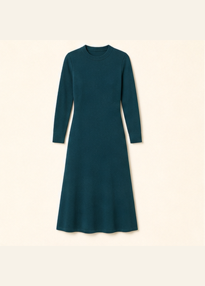 Teal knit midi dress