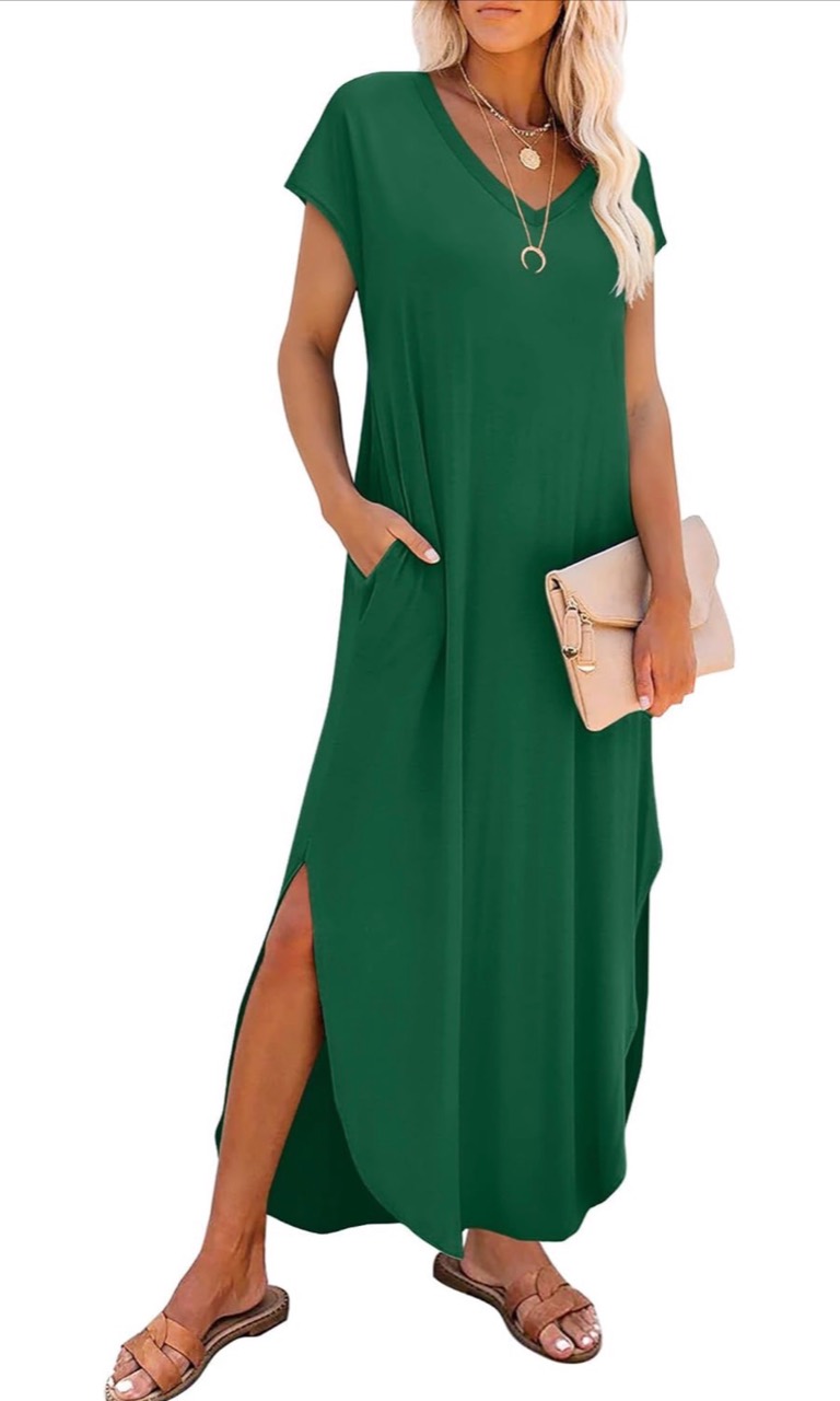 Amazon product image for Relaxed V-Neck Clean-Drape Maxi